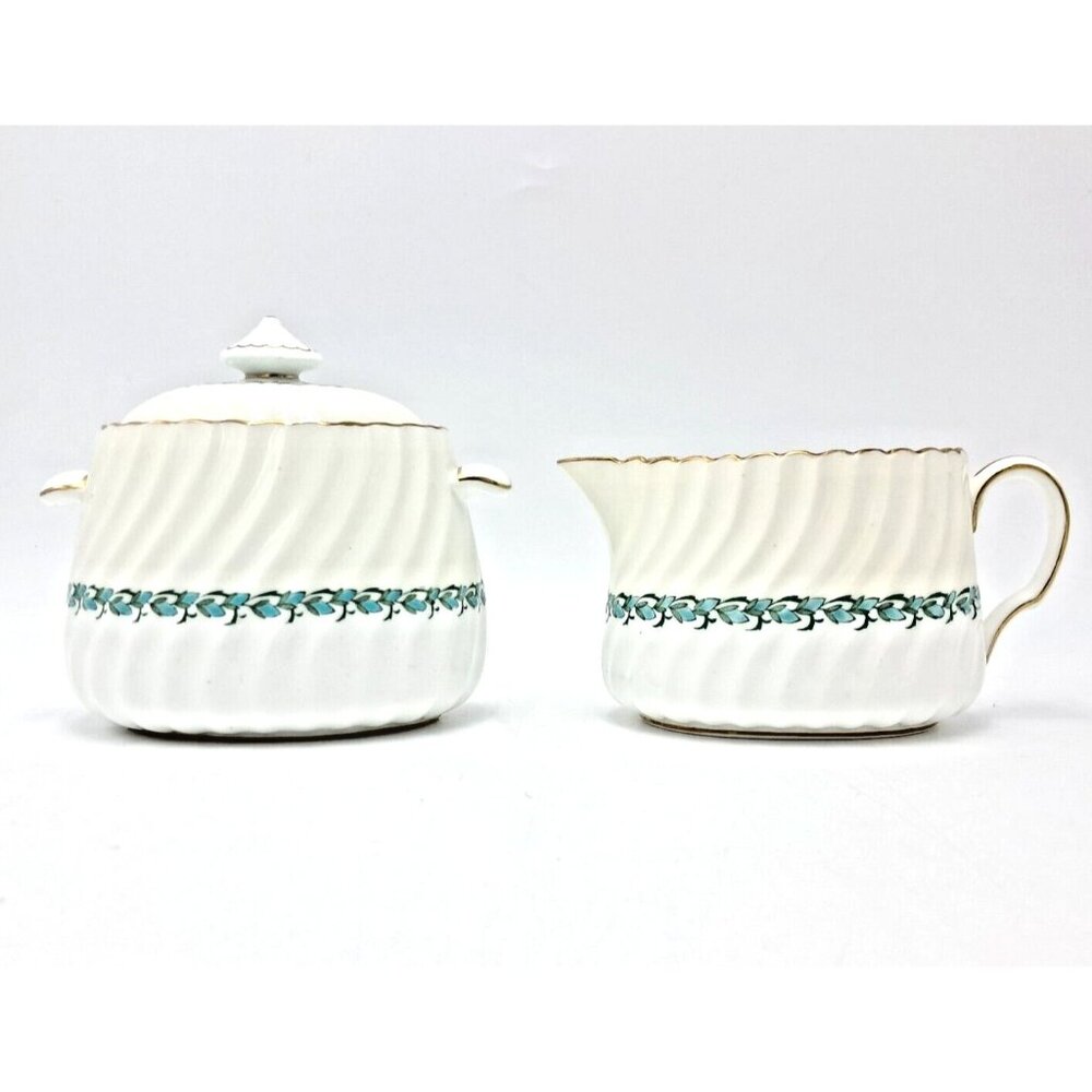 Mintons Lady Rodney Bone China Lidded Sugar Bowl & Creamer Set S411 B Vintage